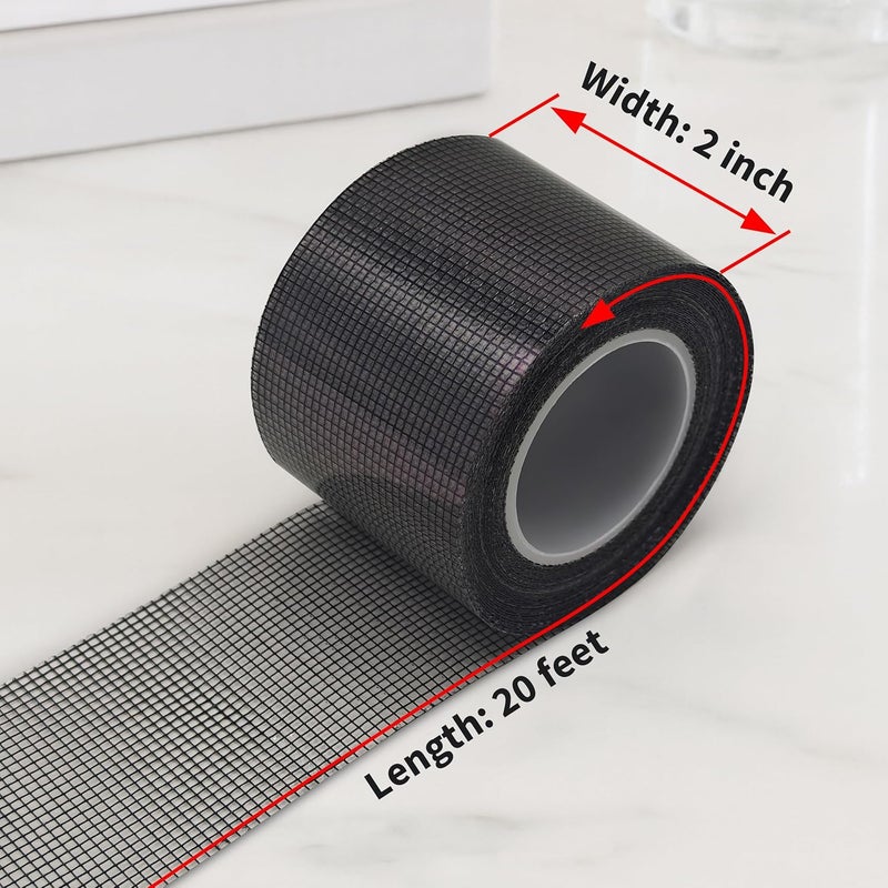 Tapesky Windows Screen Repair Tape, 2 in x 20 FT Strong Adhesive Fiberglass Mesh Patch Tape, Waterproof Screen Rrepair Kit for Windows or Doors - Image 2